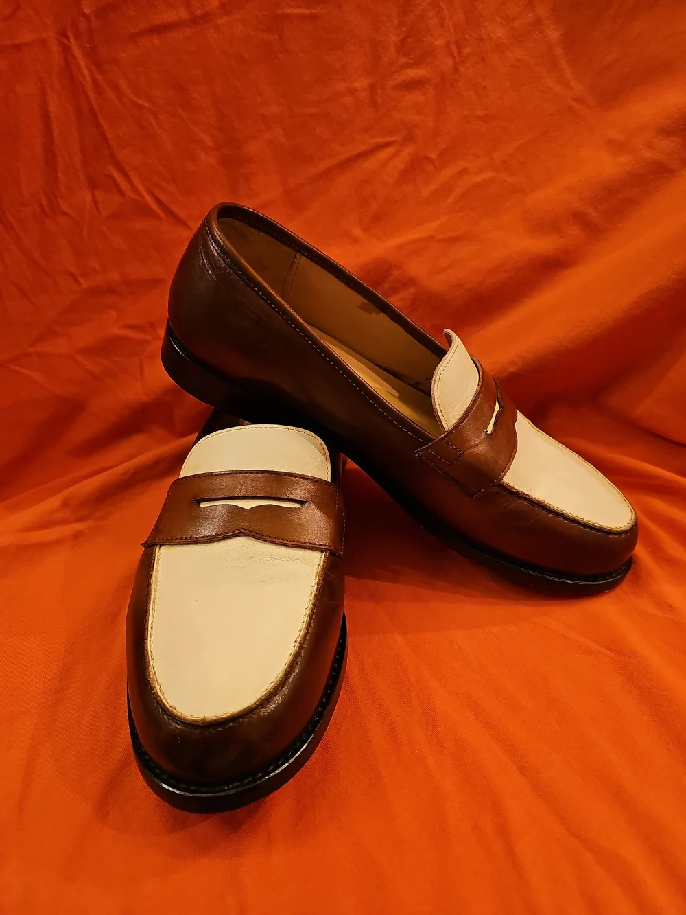 3DM Lifestyle Spectator Penny Loafers Brown White Two Tone